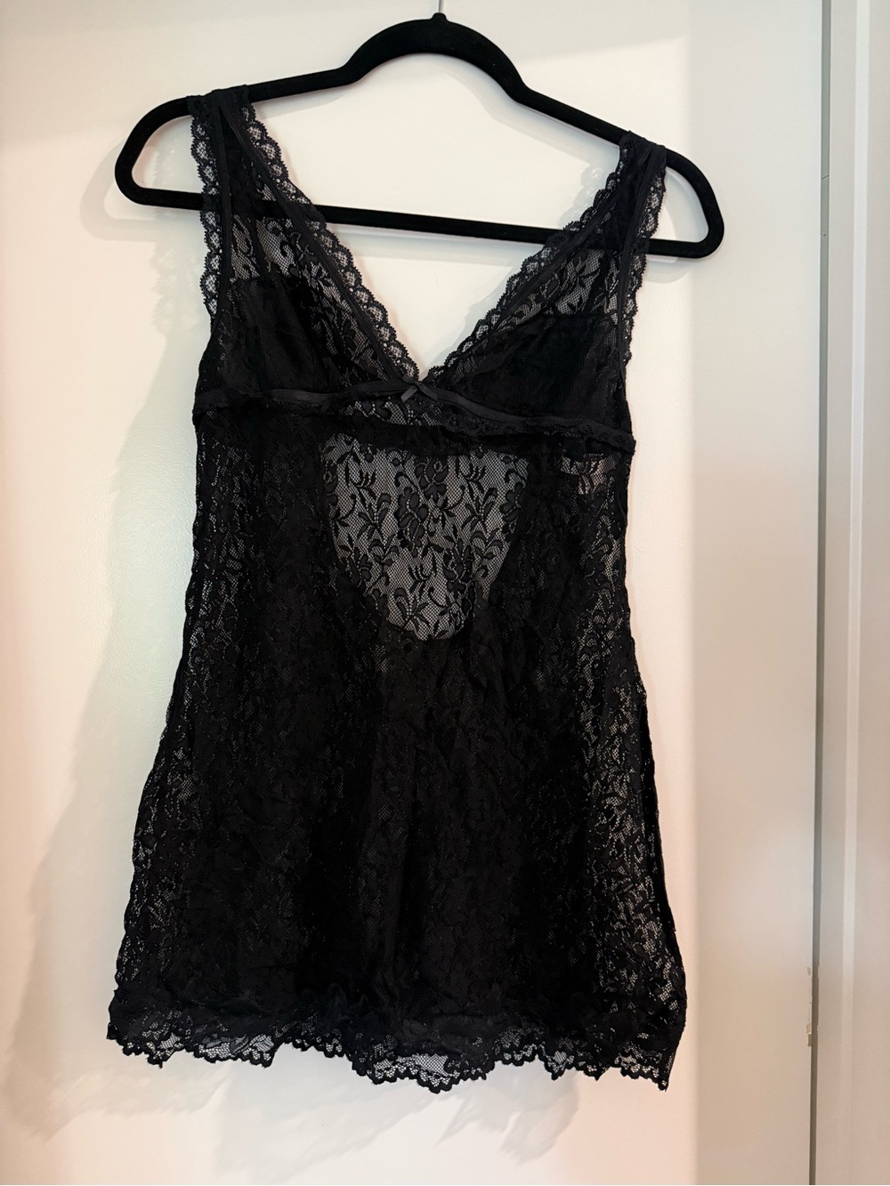 Victoria's Secret Black Sheer Lace Chemise